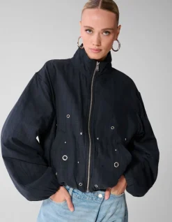 Cropped Ruiten Bomber Donkerblauw