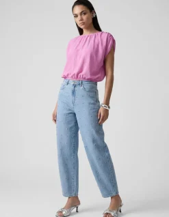 Cropped Twist Top Roze