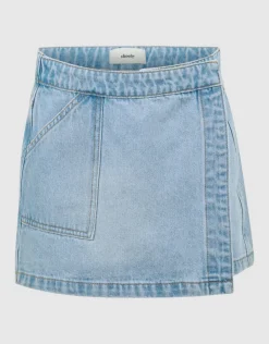 Denim Wrap Skort Bleached