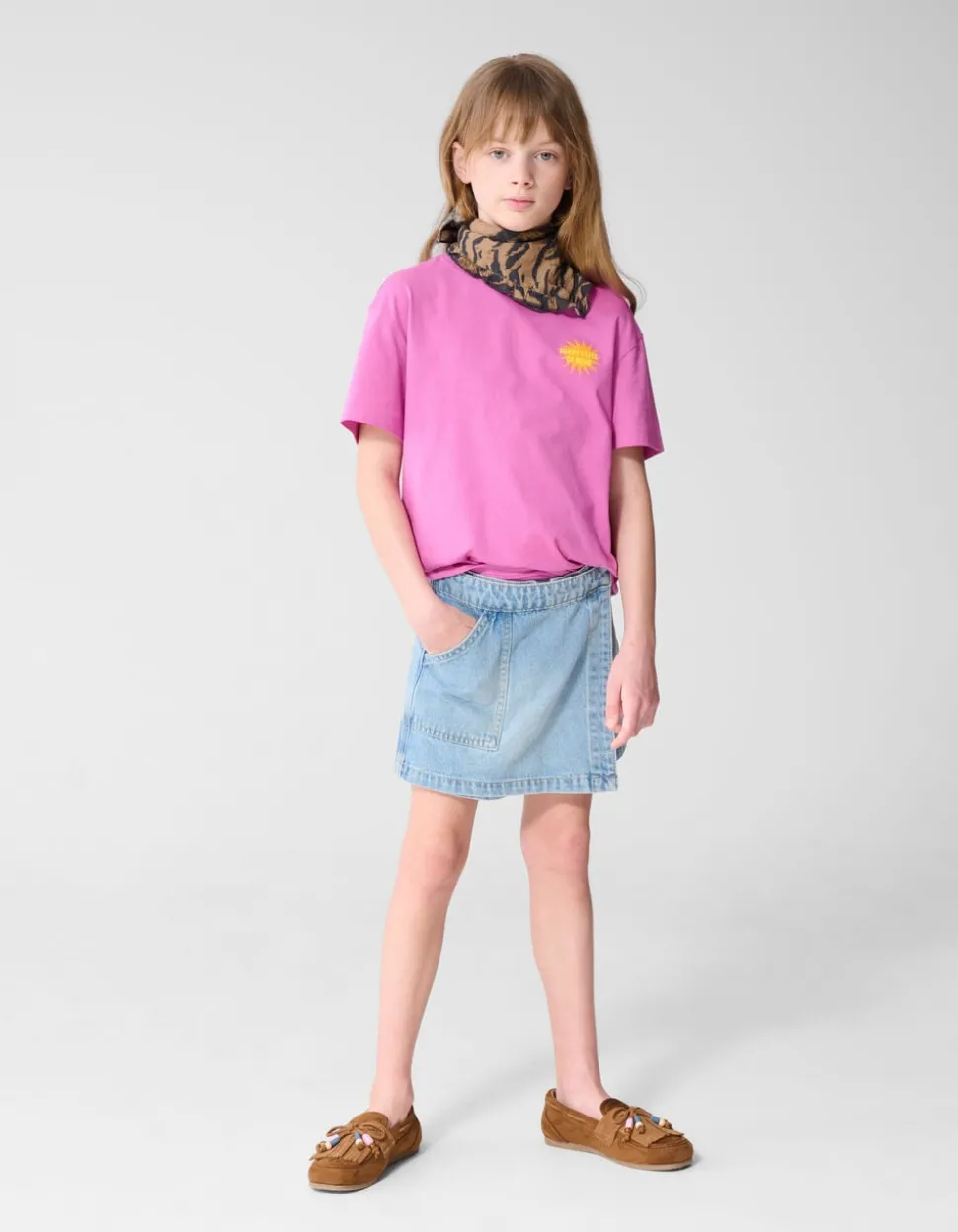 Denim Wrap Skort Bleached