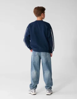 Destroyed Balloon Fit Jeans Donkerblauw