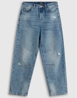 Destroyed Balloon Fit Jeans Donkerblauw