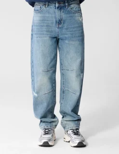 Destroyed Balloon Fit Jeans Donkerblauw