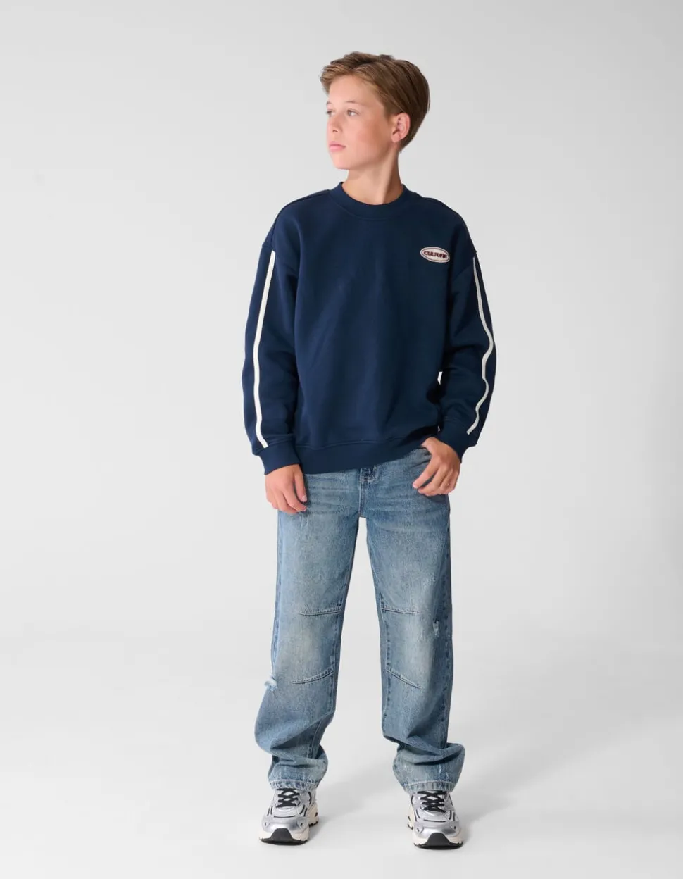 Destroyed Balloon Fit Jeans Donkerblauw