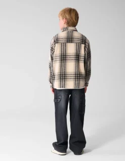 Destroyed Check Overshirt Gebroken Wit/Zwart