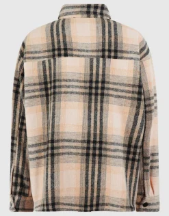 Destroyed Check Overshirt Gebroken Wit/Zwart