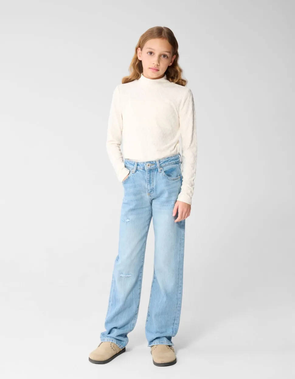 Destroyed Straight Fit Jeans Lichtblauw