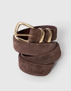 Double Metal Suède Riem Donkerbruin