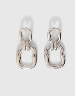 Double Squared Oorbellen Zilver