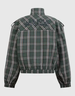 Embellished Check Bomber Donkergroen