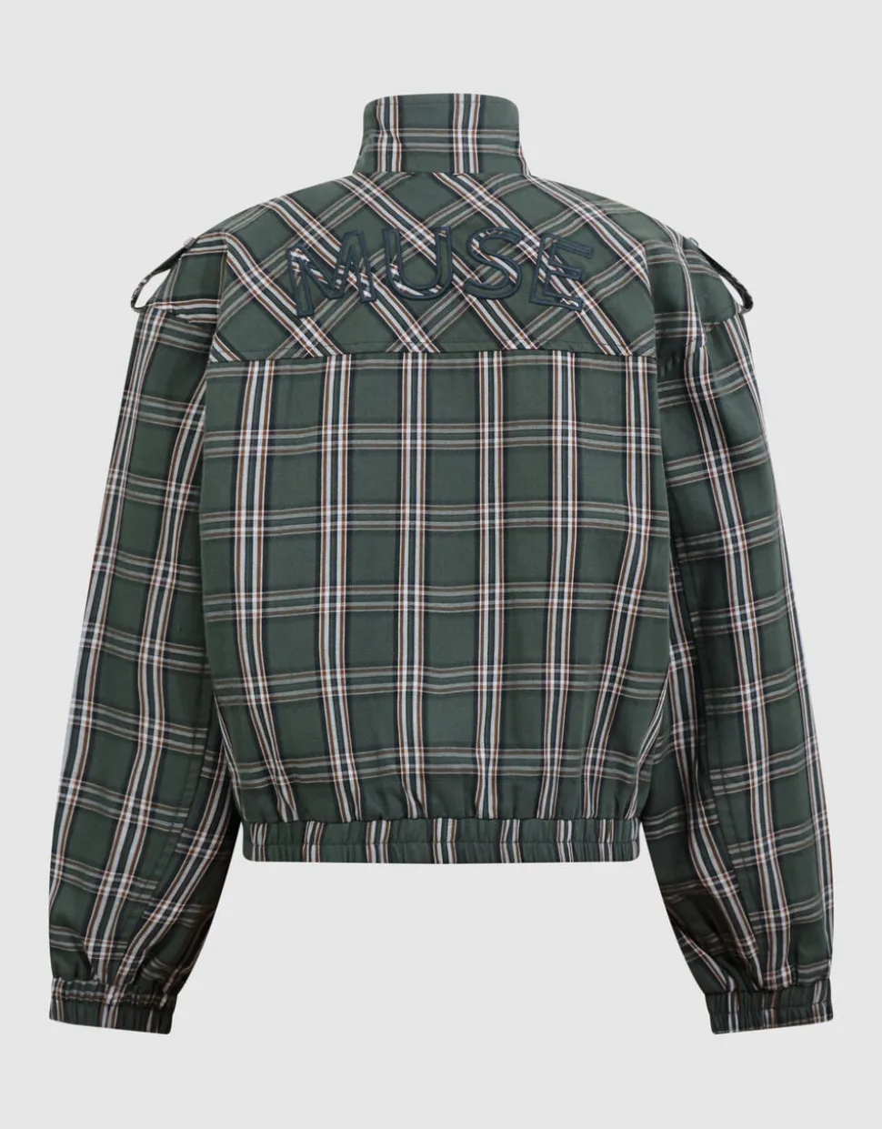 Embellished Check Bomber Donkergroen