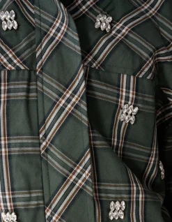 Embellished Check Bomber Donkergroen