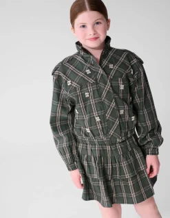 Embellished Check Bomber Donkergroen