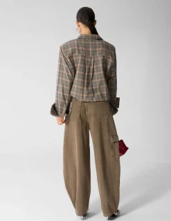 Embellished Ruiten Blouse Grijs
