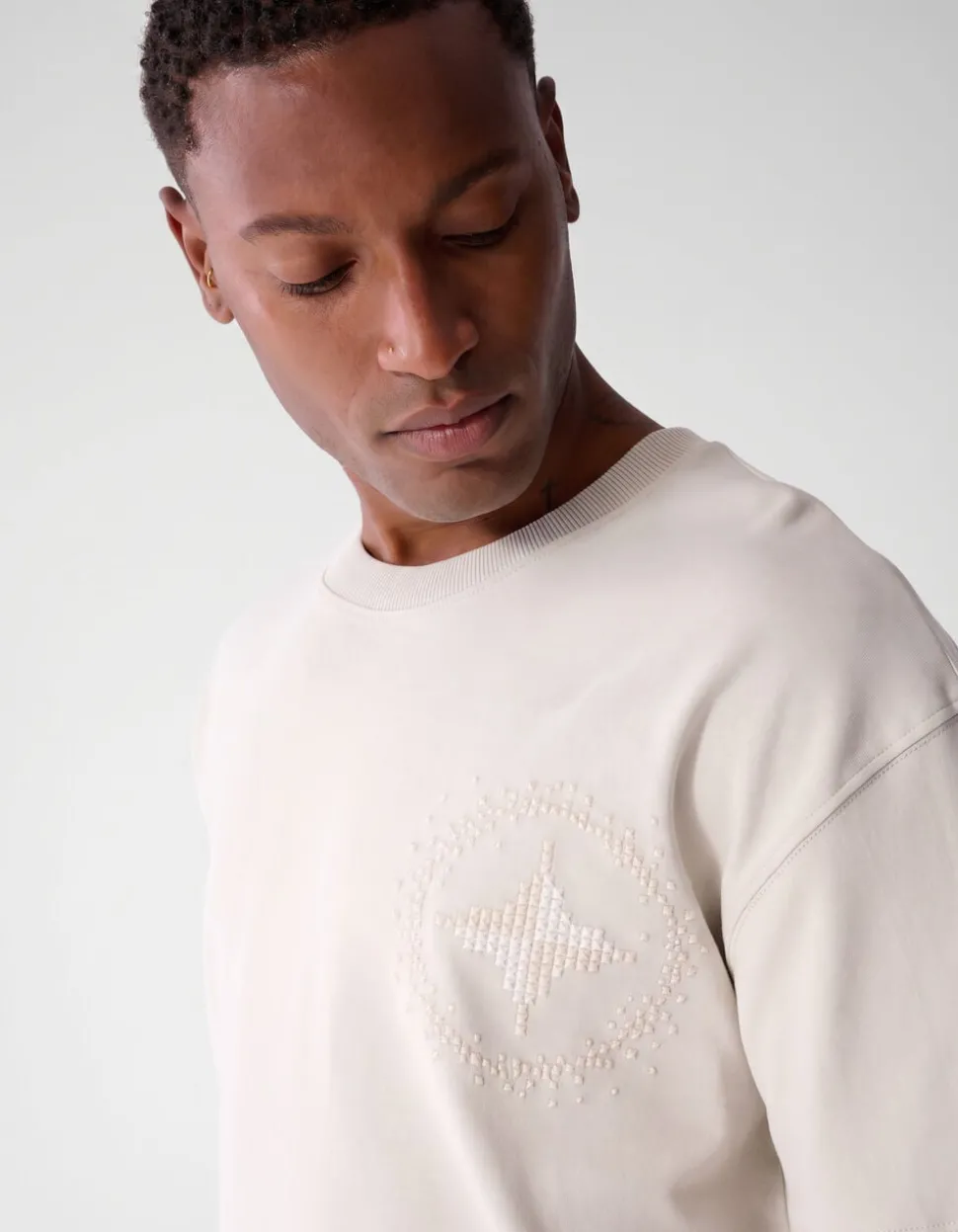 Embroidery Logo T-shirt Beige