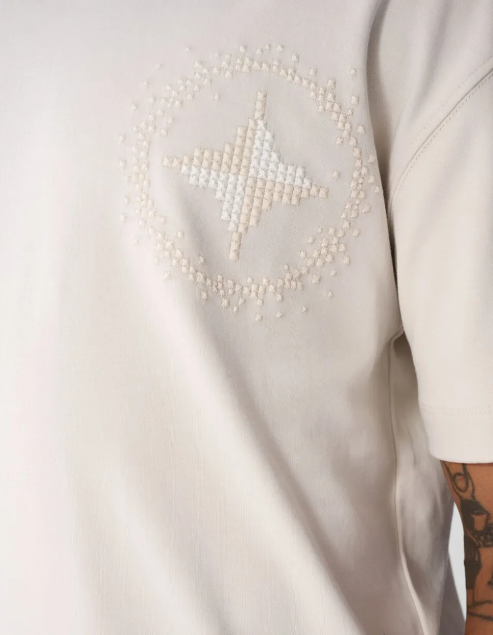 Embroidery Logo T-shirt Beige