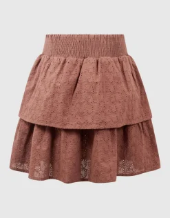 Embroidery Mini Rok Bruin