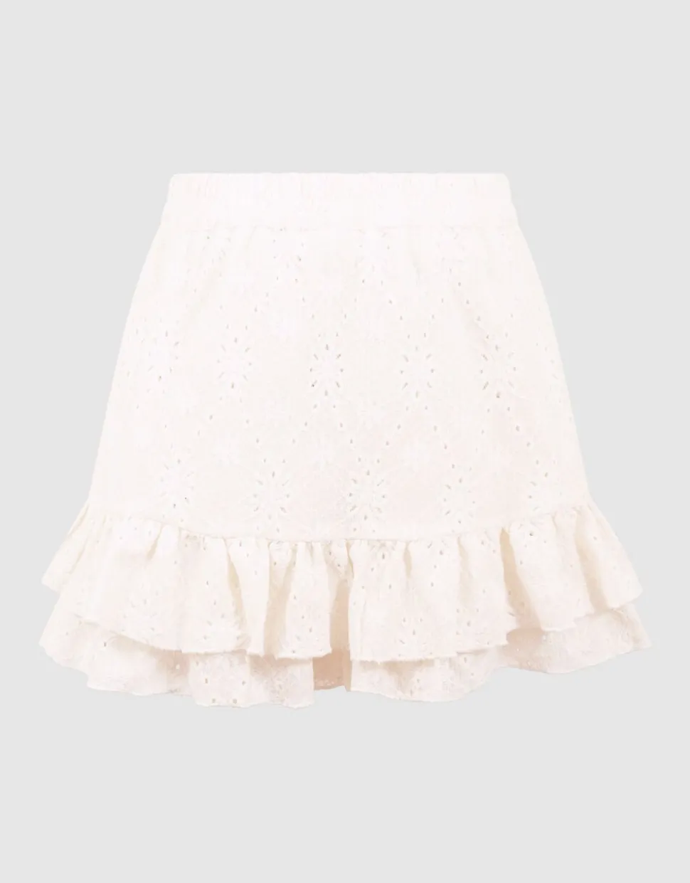 Embroidery Ruffle Skort Wit