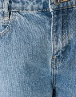 Embroidery Wide Leg Fit Jeans Bleached