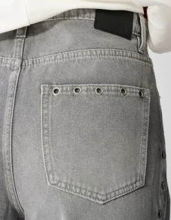 Eyelet Barrel Fit Jeans Grijs