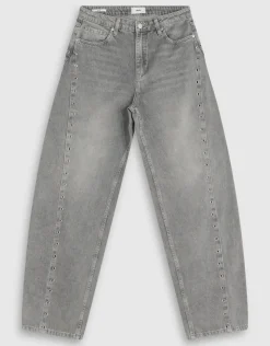 Eyelet Barrel Fit Jeans Grijs