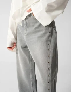 Eyelet Barrel Fit Jeans Grijs