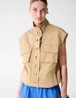 Eyelet Sleeveless Jack Camel