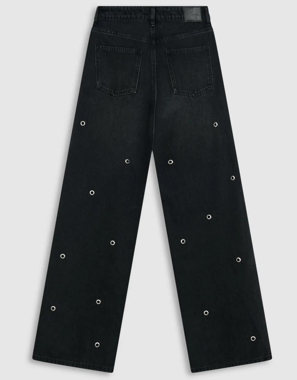 Eyelet Straight Fit Jeans Donkergrijs