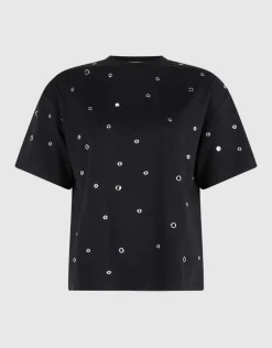 Eyelet T-shirt Zwart