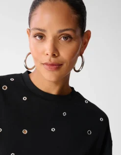 Eyelet T-shirt Zwart