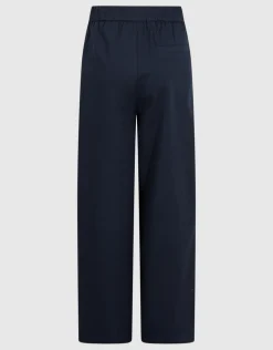 Eyelet Wide Leg Pantalon Donkerblauw