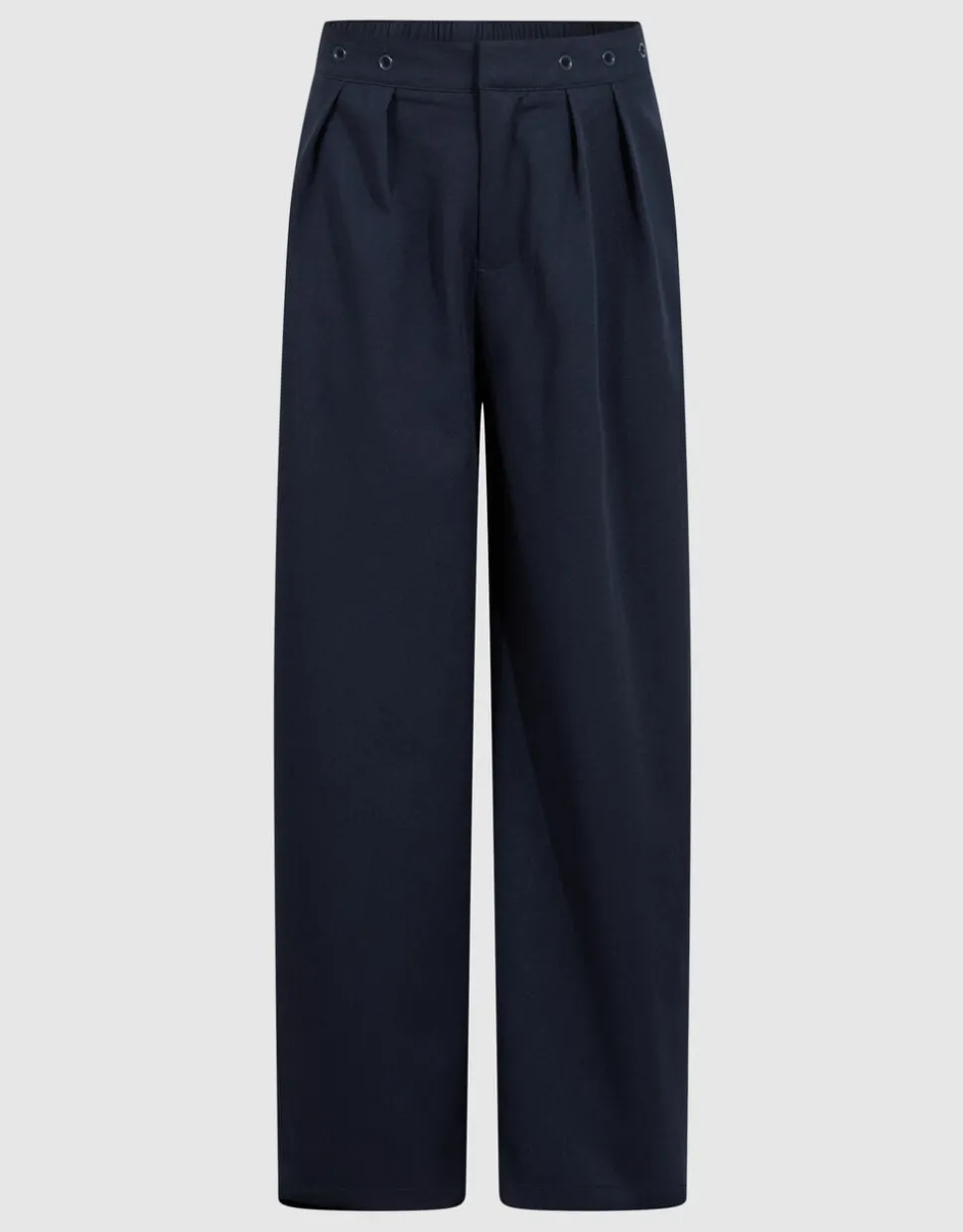Eyelet Wide Leg Pantalon Donkerblauw