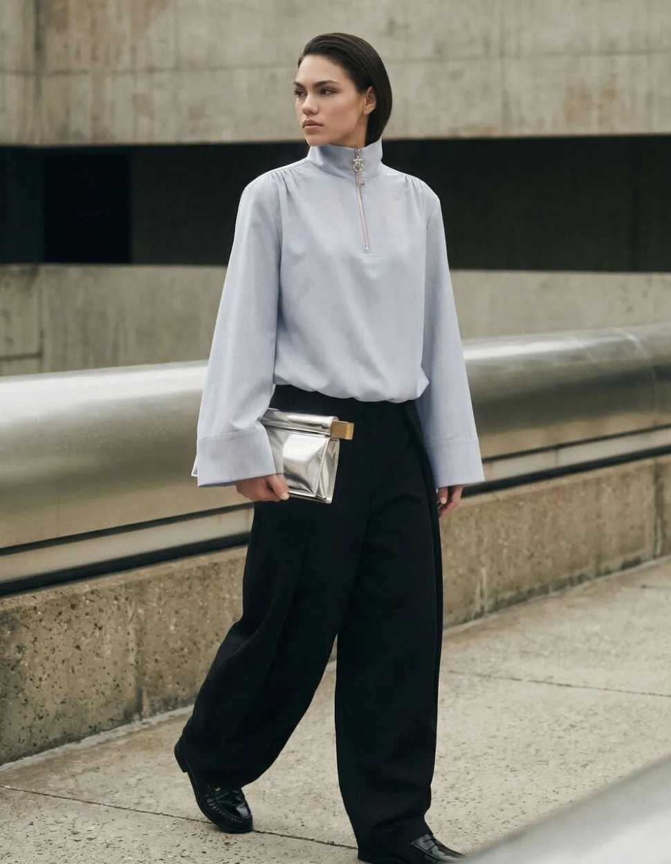 Fancy Button Blouse Lichtgrijs