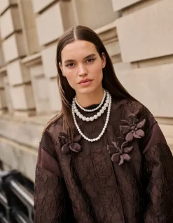 Flower Jacquard Bomber Donkerbruin