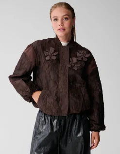 Flower Jacquard Bomber Donkerbruin
