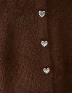 Fluffy Button Vest Bruin