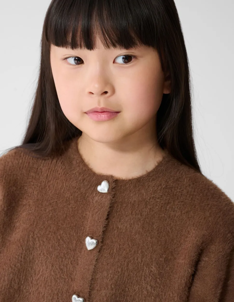 Fluffy Button Vest Bruin