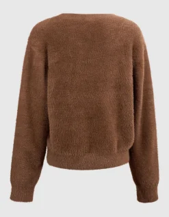 Fluffy Button Vest Bruin