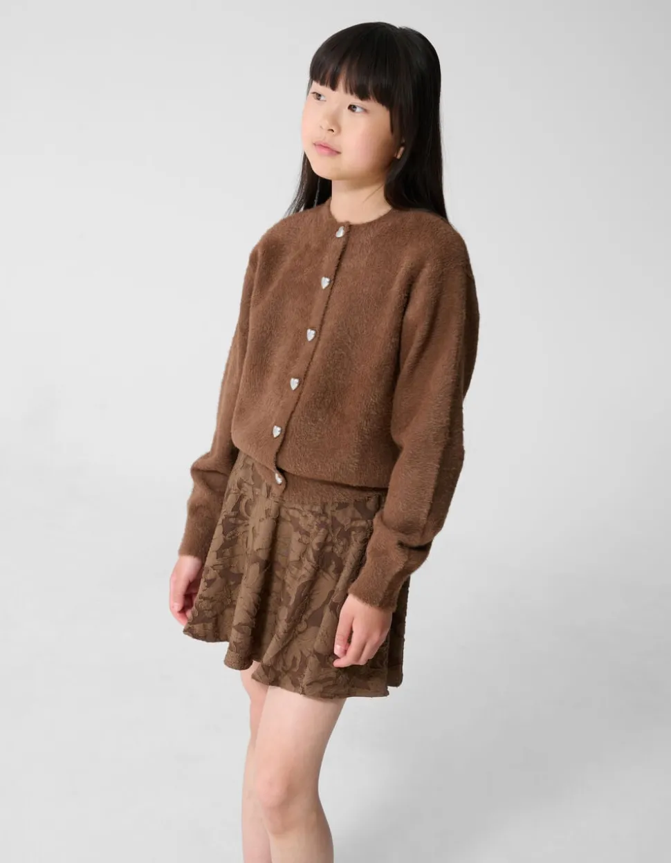 Fluffy Button Vest Bruin