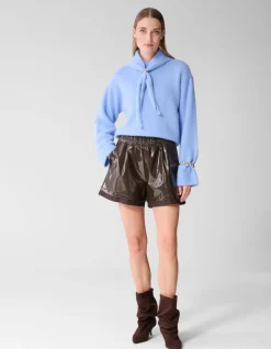 Fluffy Scarf Gebreide Trui Blauw