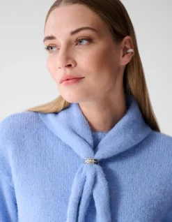 Fluffy Scarf Gebreide Trui Blauw