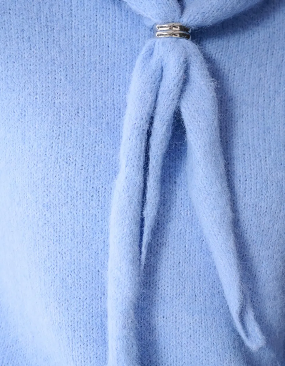 Fluffy Scarf Gebreide Trui Blauw