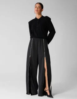 Front Zipper Barrel Fit Broek Zwart