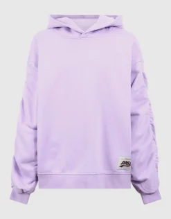 Gathered Sleeve Hoodie Paars