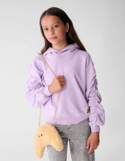 Gathered Sleeve Hoodie Paars