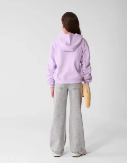 Gathered Sleeve Hoodie Paars