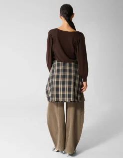 Gebreide V-neck Trui Donkerbruin