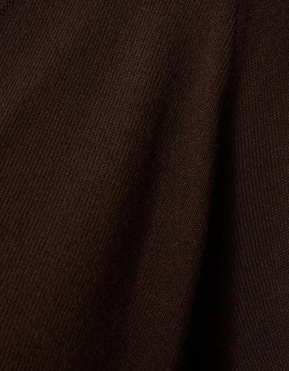 Gebreide V-neck Trui Donkerbruin