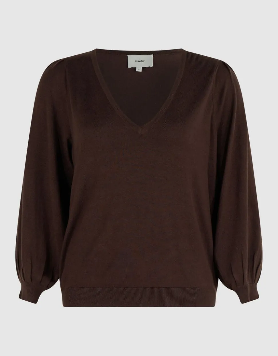 Gebreide V-neck Trui Donkerbruin