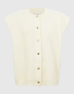Gebreid Sleeveless Vest Gebroken Wit